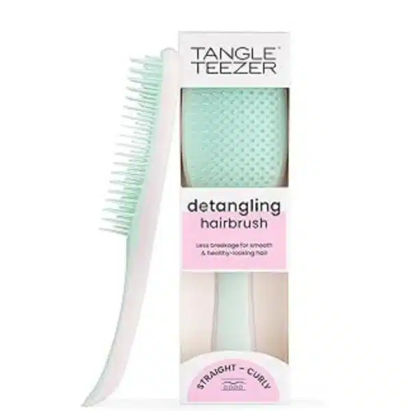 Baby pink & mint Tangle Teezer Ultimate Detangler brush, effortlessly detangles wet or dry hair.