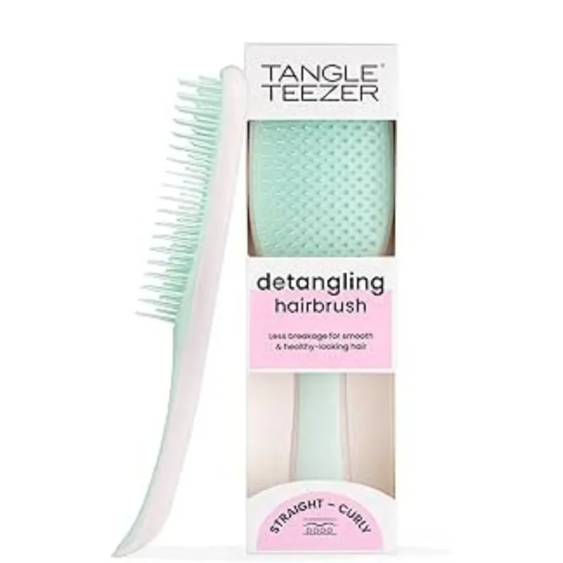 Baby pink & mint Tangle Teezer Ultimate Detangler brush, effortlessly detangles wet or dry hair.