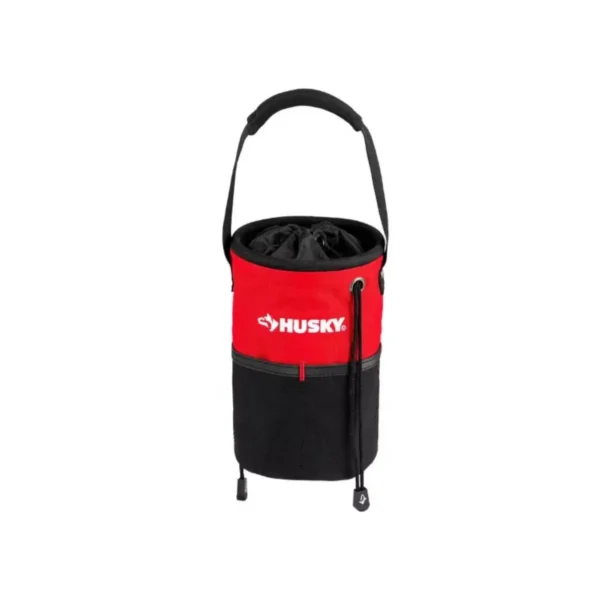 Husky 5-in. 10-Pocket Water-Resistant Utility Tool Bag with Drawstring Top