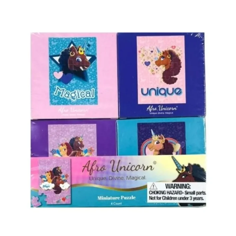 Beautiful rainbow unicorn jigsaw puzzle with unique piece shapes. High-quality cardboard.