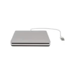 Silver Apple External USB SuperDrive for Mac, CD/DVD reader and writer.