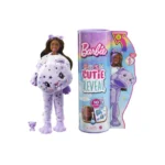 Barbie Cutie Reveal Teddy Bear Plush Doll with 10 Surprises, Mini Pet, Color Change, and Accessories.