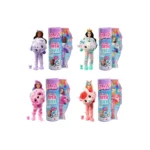 Barbie Cutie Reveal Teddy Bear Plush Doll with 10 Surprises, Mini Pet, Color Change, and Accessories.