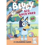 Bluey and Bingo coloring book cover featuring vibrant illustrations.