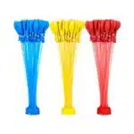 100 Zuru Bunch O Balloons in red, white, and blue, ready for a summer water fight. Self-sealing design for easy filling.