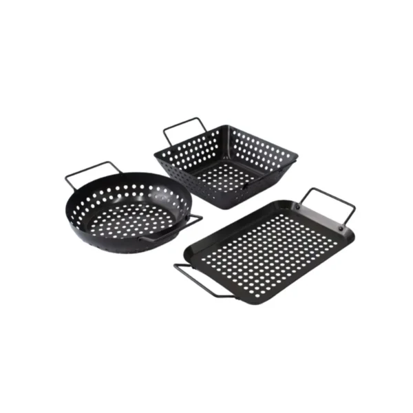 CHAR-BROIL 3-piece non-stick black BBQ topper set for even heat distribution, easy cleaning, and perfect grilling.