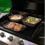 CHAR-BROIL 3-piece non-stick black BBQ topper set for even heat distribution, easy cleaning, and perfect grilling.