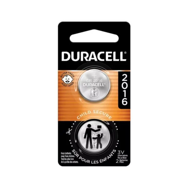 2-pack CR2016 3V lithium batteries with bitter coating; silver.