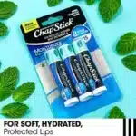 3-pack of ChapStick Cool Mint SPF 15 lip balm with aloe vera and vitamin E.