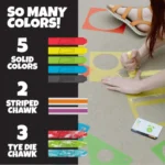 Chuckle & Roar 40-piece Sidewalk Chalk Activity Set with stencils, perfect for outdoor fun on any hard surface.