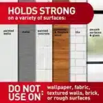 Command 10 lb Satin Nickel Curtain Rod Hooks with adhesive strips, damage-free installation.
