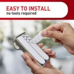 Command 10 lb Satin Nickel Curtain Rod Hooks with adhesive strips, damage-free installation.