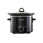 Silver/Black 2-quart slow cooker with cool-touch handles, perfect for small kitchens in Toronto.