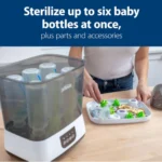 Dr. Brown's Electric Steam Bottle Sterilizer & Dryer, White, sterilizing baby bottles safely and efficiently.