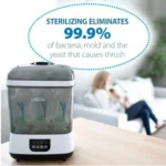 Dr. Brown's Electric Steam Bottle Sterilizer & Dryer, White, sterilizing baby bottles safely and efficiently.