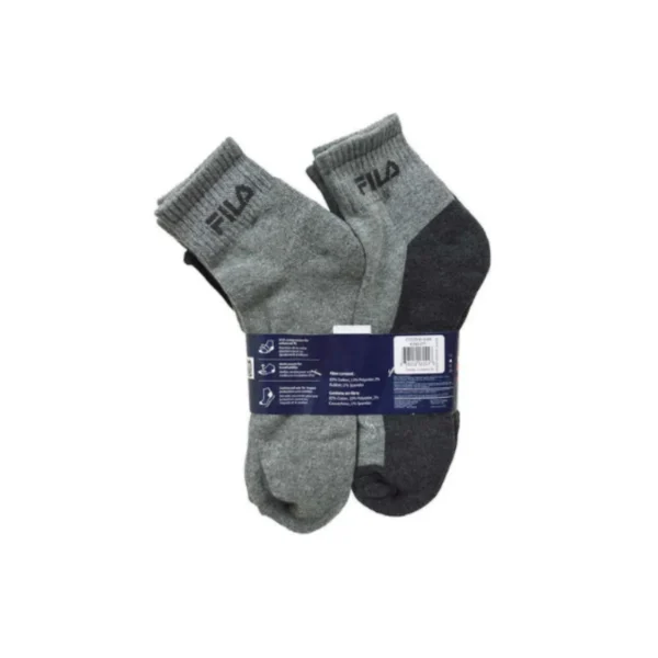 8-pack FILA Men's Athletic Performance Quarter Socks in White/Gray. Moisture-wicking, cushioned comfort.