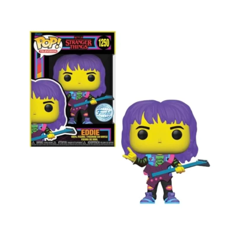 Stranger Things Eddie Funko Pop! Vinyl Figure with Guitar - Blacklight Edition
