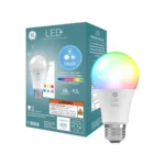 GE LED+ Color Changing Light Bulb, A19, 9.5W, illuminates your home with vibrant color.
