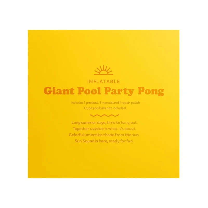 Giant inflatable blue and red pool party pong float, perfect for summer fun in Toronto, Oakville, and Mississauga.