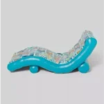Teal and white Sun Squad inflatable chaise lounger with cup holder, perfect for relaxing by the pool.