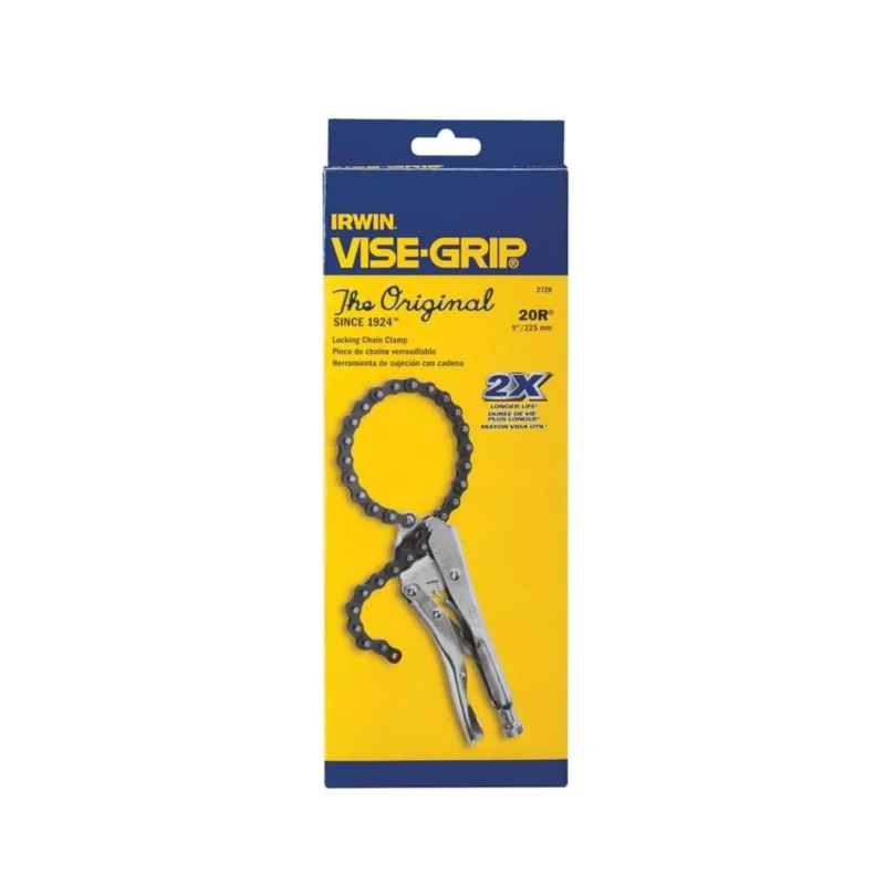 Irwin Vise-Grip 27 9-Inch Locking Chain Clamp, strong grip, reliable tool for DIY projects.