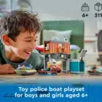 LEGO City Police Speedboat and Crooks' Hideout Playset, blue and grey, action-packed police chase