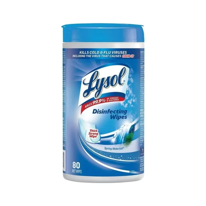 Lysol Disinfecting Wipes, Spring Waterfall scent, 80 wipes, cleaning and disinfecting household surfaces.