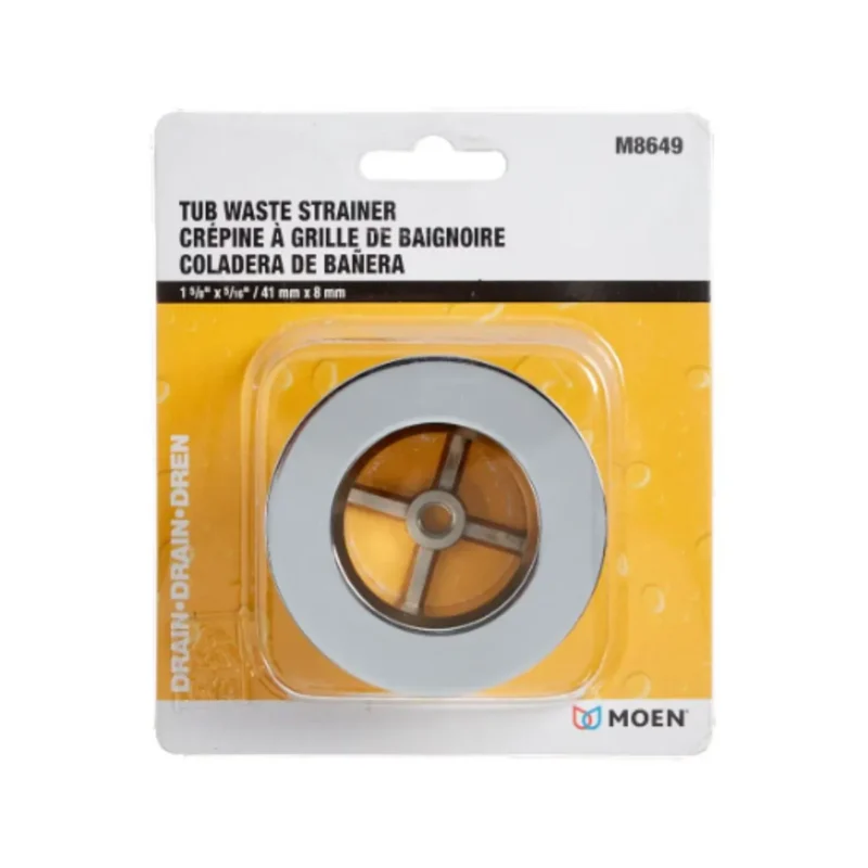 Chrome MOEN tub waste strainer replacement part for easy DIY repair.