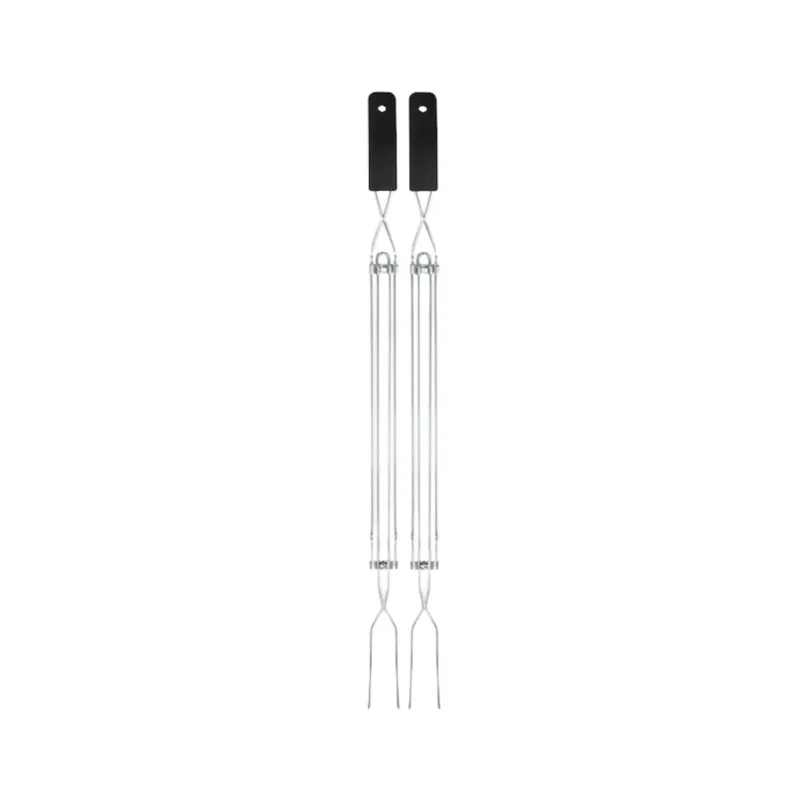 Pair of Master Forge stainless steel grilling forks with long handles for safe and easy grilling.
