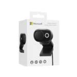 Microsoft Modern Webcam in black, offering 1080p HD video and a built-in privacy shutter.