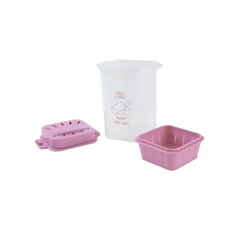 Brightly colored, easy-to-clean microwave and dishwasher-safe rice cooker.