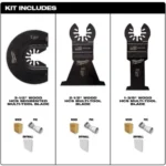 Milwaukee 3-Piece Wood Cutting Oscillating Multi-Tool Blades, Black, for precise woodworking projects.