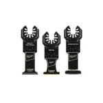 Milwaukee 3-piece oscillating multi-tool blade pack. Universal fit, for various materials.