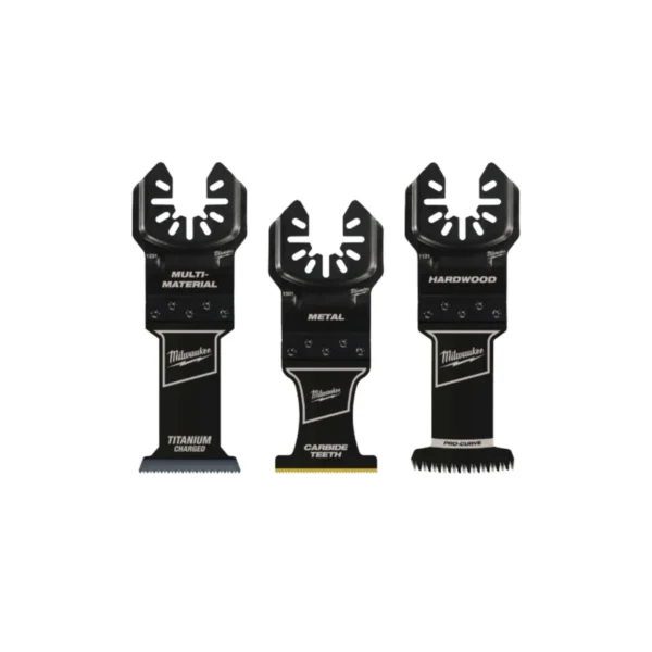 Milwaukee 3-piece oscillating multi-tool blade pack. Universal fit, for various materials.