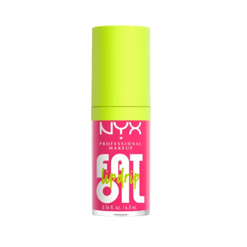 NYX Professional Makeup Fat Oil Lip Oil in Cherry Pink, providing 12-hour hydration.