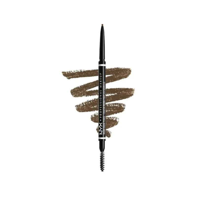 NYX Professional Makeup Micro Brow Pencil in Ash Brown with integrated spoolie. Achieve natural-looking brows.