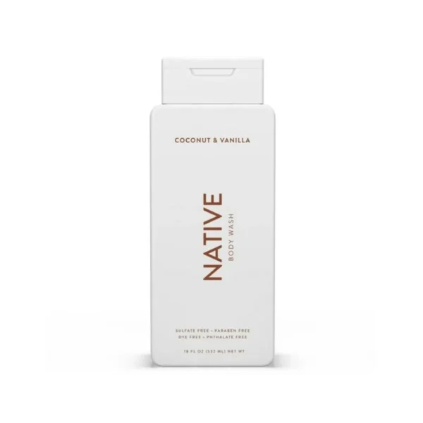 Native Natural Body Wash, Coconut & Vanilla, Sulfate & Paraben Free, 532ml