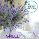 Modern white ceramic pot with a realistic faux lavender arrangement. Perfect tabletop accent for Toronto homes.