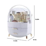 Large white egg-shaped makeup organizer with handle. Perfect for vanity organization.