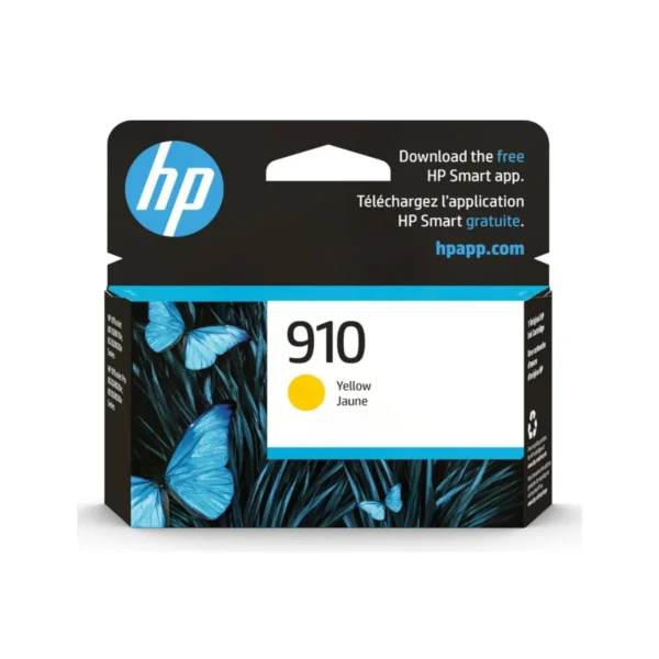 Genuine HP 910 Yellow Ink Cartridge compatible with HP OfficeJet 8010, 8020 series printers.