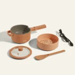 Silver Perfect Power Pot™ 6-quart electric pressure cooker with digital display and multiple functions.