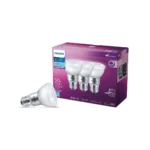 3-pack Philips 50W equivalent LED PAR20 bulbs, daylight 5000K, dimmable, long-lasting.