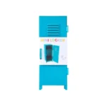 Turquoise blue metal mini locker, perfect for toy or jewelry storage. Includes padlock and keys.
