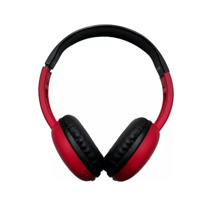 Red and yellow Pringles-branded over-ear headphones. Comfortable and stylish.