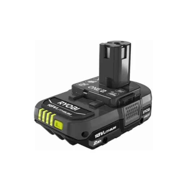 RYOBI 18V ONE+ 2.0Ah Lithium-Ion Battery, Lime Green/Gray, compatible with all RYOBI ONE+ tools.