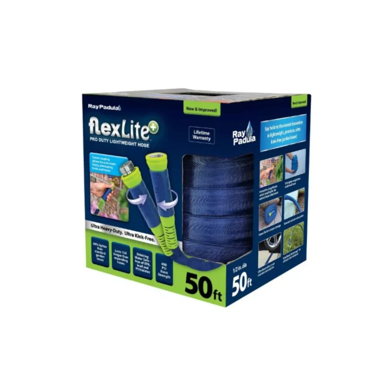 Ray Padula 50ft Green FlexLite Lightweight Garden Hose with Brass Fittings