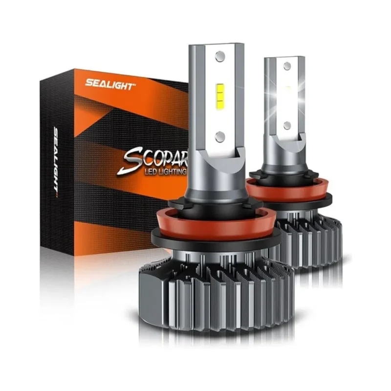SEALIGHT H11 H8 H9 LED Headlight Bulbs, super bright, fanless design, easy installation, 6000K cool white.