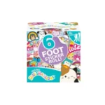 Giant 6ft Squishmallows sticker roll featuring various adorable characters. Perfect for crafting and decorating.