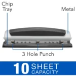 Swingline Desktop Hole Punch, 2-3 hole adjustable punch, efficient and reliable for office use.