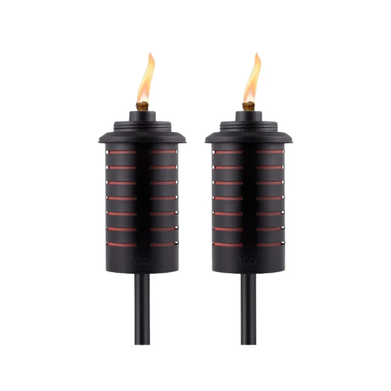 Copper/Bronze TIKI Brand 65-inch adjustable metal deck torch, usable as a full-height, tabletop, or garden torch.